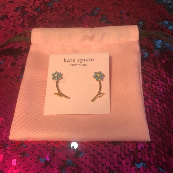 Kate Spade Myosotis Flower Gold Ear Jacket Earrings | NEW - Picture 4 of 7